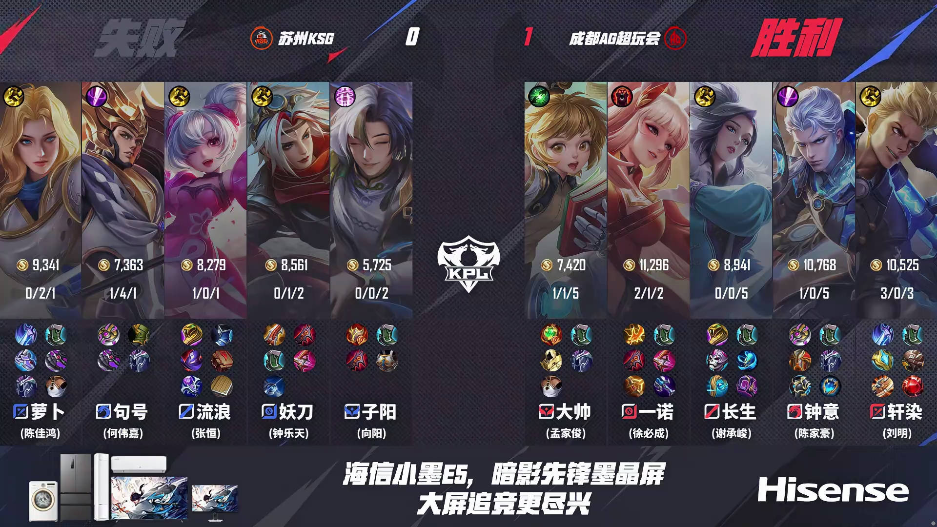 AG3-0KSG,一诺力压妖刀,钟意稳定控龙,句号露娜一念神魔